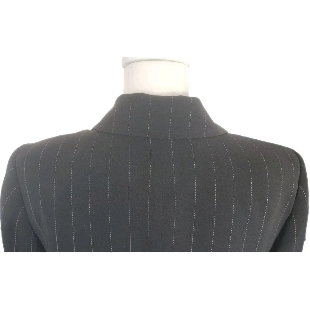 Kasper Jacket Blazer Womens 14 Black Pinstripe Career Office C-Suite Fall Winter
